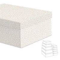 Caja rectangular con topos dorados - 15 unidades