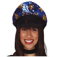Gorra de policía con lentejuelas y estrellas