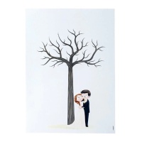 Lámina de árbol para huellas de boda de 29,5 x 42 cm