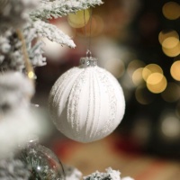 Bolas de White Christmas con aplicaciones de 10 cm - 6 unidades