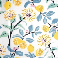 Tela popelín de algodón Lemons and flowers - Katia