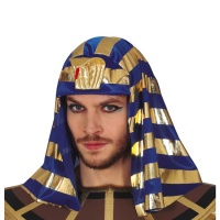 Tocado de faraón Egipcio dorado y azul