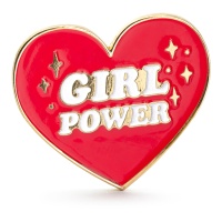 Pin de corazón Girl power de 3 x 3 cm - 1 unidad