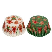 Cápsulas para cupcakes de figuras de Navidad blancas y verdes - Decora - 36 unidades