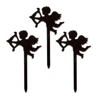 Picks acrílicos de silueta de Cupido negros - Pastkolor - 8 unidades