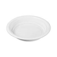 Platos hondos de 20,5 cm redondos de plástico blanco - 25 unidades