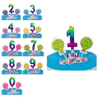 Set de velas de número con globos y letrero - 4 piezas