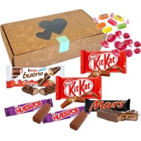 Caja regalo con snacks de chocolate