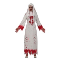 Disfraz de monja sangrienta blanca para mujer