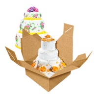 Caja para tarta con asa y altura especial color kraft de 24 x 24 x 28 cm - Pastkolor