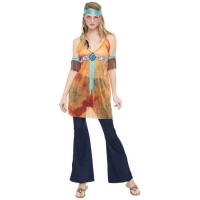 Disfraz de hippie naranja para mujer