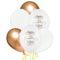 Globo de látex Happy Birthday To You de 30 cm - PartyDeco - 6 unidades