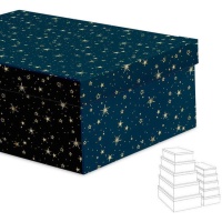 Caja rectangular blanca con estrellas - 15 unidades