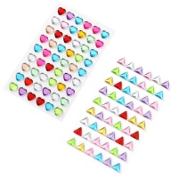 Pegatinas 3D de cristales de formas multicolor de 1,2 cm - 54 piezas