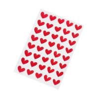 Pegatinas de formas de corazones rojos irregulares de 1,5 cm - 40 piezas