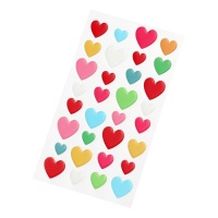 Pegatinas 3D de formas de corazones de colores - 35 piezas