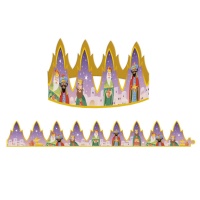 Coronas para roscón de reyes con dibujo de reyes magos - Dekora - 100 unidades