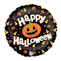 Globo redondo de calabaza Happy Halloween de 46 cm - Grabo