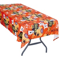 Mantel de Halloween naranja de 1,77 x 1,34 m
