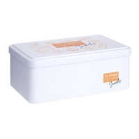 Caja de hojalata de 18 x 11 x 7,1 cm Snacks blanca