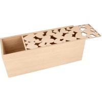 Caja de madera rectangular de corazones de 33 x 12 x 12 cm
