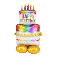 Globo gigante con base de tarta Happy Birthday de 68 x 134 cm - Anagram