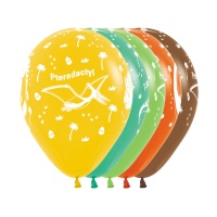 Globos de látex de Dino Party de colores de 30 cm - Sempertex - 12 unidades