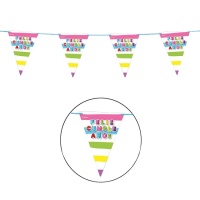 Banderín Feliz Cumpleaños franjas de colores - 4,00 m