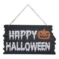 Cartel de Happy Halloween con calabaza de 34 x 19 cm