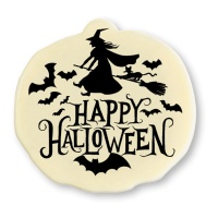 Letrero de chocolate blanco de Bruja Happy Halloween - 54 unidades