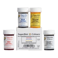 Set de colorante en pasta max concentrado de colores - sugarflair - 4 unidades