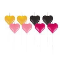 Velas Sweet Love de corazones surtidos de 7 cm - 8 unidades
