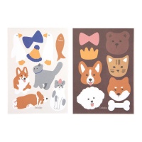 Pegatinas de animales perros y gatos - Dailylike - 2 láminas