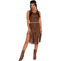 Disfraz de indio marrón con flecos para mujer