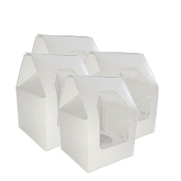 Caja para 1 cupcake blanca con ventana de 9,3 x 9,3 x 12 cm - Hilarious - 5 unidades