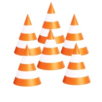 Sombreros de conos de tráfico - 6 unidades