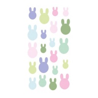 Pegatinas 3D de Pascua de conejos de colores - 1 hoja