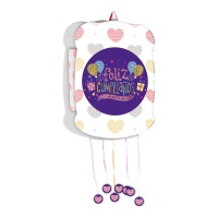 Piñata de feliz cumpleaños con corazones de 50 x 35 cm