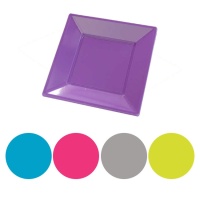 Platos de 23 cm cuadrados de plástico de 5 colores - 4 unidades