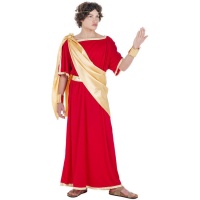 Disfraz de César romano rojo y dorado para hombre