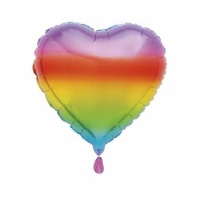 Globo de corazón metalizado arcoiris de 45,7 cm - Unique