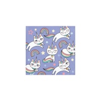 Servilletas de gato unicornio de 12,5 x 12,5 cm - 16 unidades