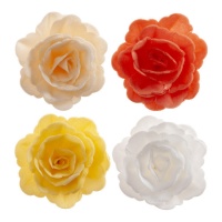 Obleas de flores de rosas de colores otoñales de 7 cm - Dekora - 15 unidades