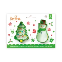 Cortadores de árbol de Navidad y muñeco de nieve - Decora - 2 unidades