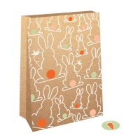 Bolsa para dulces de conejos de Pascua de 21 x 15 x 6 cm - 4 unidades