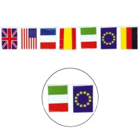 Banderín con banderas internacionales de 20 x 30 cm - 50 m