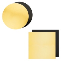 Base para tarta de 30 x 30 x 0,3 cm dorada y negra - Pastkolor - 1 unidad