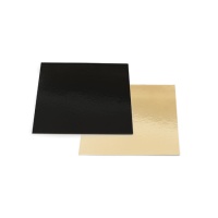 Base para tarta cuadrada de 28 x 28 x 0,3 cm dorada y negra - Decora