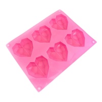 Molde Diamond Hearts de silicona de 22 x 17 cm - Happy Sprinkles