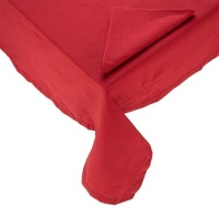 Mantel de tela de 1,50 x 2,00 m rojo con vainica con 6 servilletas